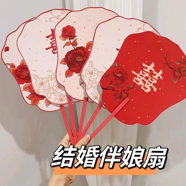 Estatuetas decorativas fãs de noivas de casamento favores e presentes Grupo de dama de honra Pequeno recepção de ventilador vermelho criativo estilo chinês Po bloqueio