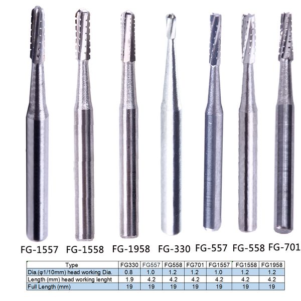 AzDent 10 Stcs/Box Dental Wolfram Carbid Burs FG für Hochgeschwindigkeits -Handstück -Handstück Zahnlaborklinikzubehör -Zubehör -Tools