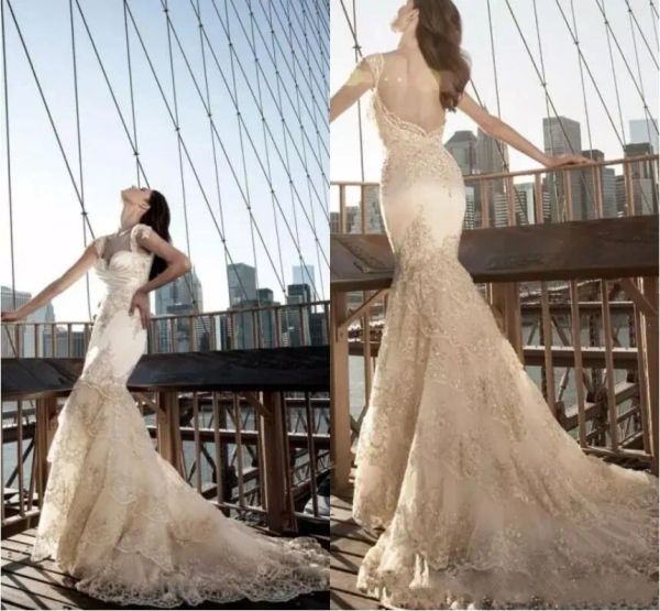 Pnina Tornai 2024 Abiti da sposa Romantic senza schiena splendide abiti da sposa sirena da sposa bling in pizzo cristallo a livello di treno abito da sposa