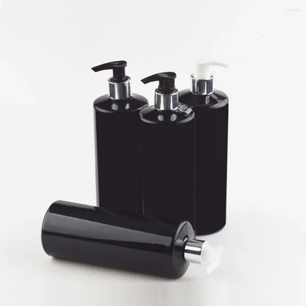 Bottiglie di stoccaggio 14pcs 500 ml bottiglia di lozione per il corpo cosmetico nero vuoto con gel di doccia per shampoo per shampoo a pompa argento