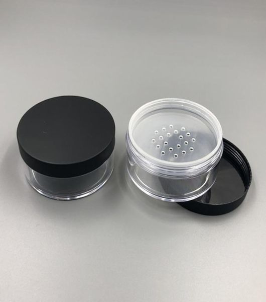 Clear 50g 50ml de plástico em pó de plugue de caixa de recipiente de maquiagem Jarros cosméticos Caixa de armazenamento em pó de face com tampas de peneiramento 9628791