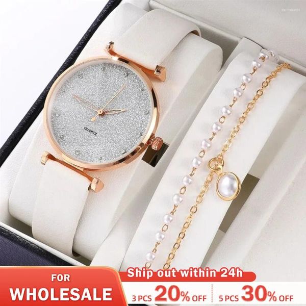 Armbanduhren 2pcs Set Womens Watches Female Clock Design Frauen Einfache Mode Damen Relogio Feminino