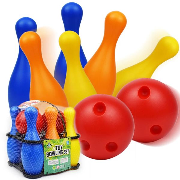 Kinder Bowling -Set Bowlingspiel Skickle und Balls Sportlerin für Kindergarten Kleinkind 19cm