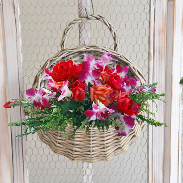 Wicker Rattan Flower Floro Floro Wall Appeding Wicker Basket Vine Piante Vine Piante Piatti da giardino Decorazioni per la casa