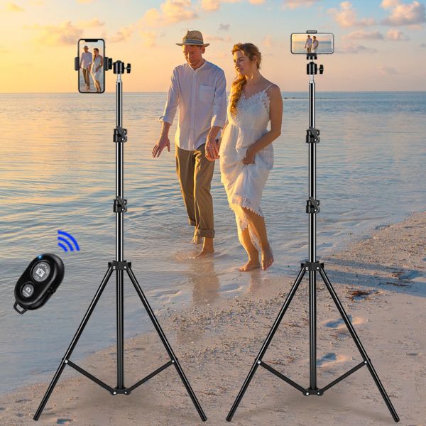 Tripods Photography Selfie Light Stativständer mit 1/4 Schraubenkopf Bluetooth Compatible Remote Phone Clip tragbar für Mini -Foto Studio