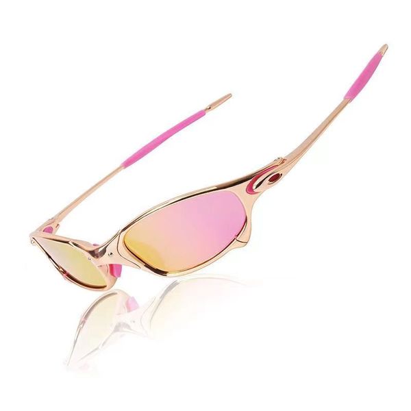 Juliet polarizou Metal Rose Gold Golds Sunglasses Trendência da moda feminina Overdoor Riding Sunglasses Men's Designer Sunglasses de alta qualidade