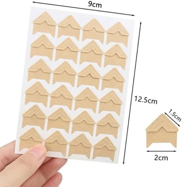 120/24PCS DIY Vintage Corner Kraft Paper Sticker