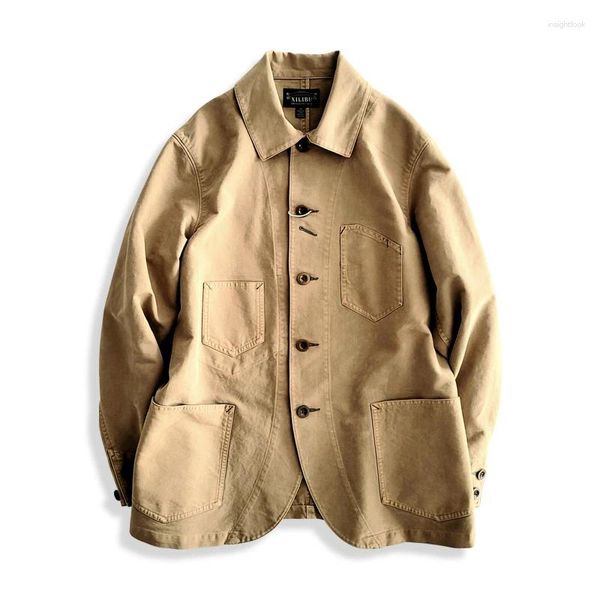 Herrenjacken Anzug Jacke Multi-Pockets Khaki Safari Stil Vintage männlicher Blazer