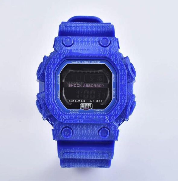 Esportes casuais Quartz GXW-56 Relógio, impermeável e provas, Time World Time Co-Breated Digital Display, Blue Square, Ordinary5180377