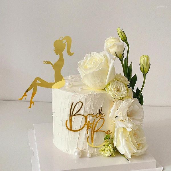 Forniture per feste 1Set Lady Bride to Be Cake Toppers Acrylic Rose Gold Doccia da sposa Bachelorette Wedding Topper Decor di compleanno