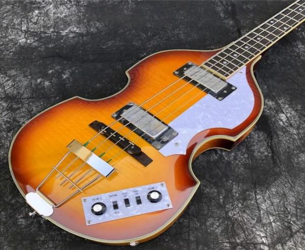 4 Strings Hofner McCartney H5001CT Contemporâneo BB2 Violin Guitar Tobacco Sunburst Electric Bass Flame Maple Back 2 511b 4070294