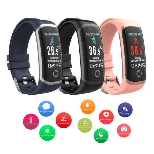 Pulseiras 2023 T4 Wearfit conectado Medição de temperatura corporal de pulseira Smart Menina Smart Men Women Waters Impermend Fitness Activity Tracker