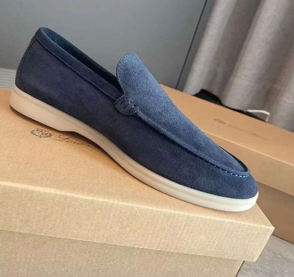 Loro Piano Mens Casual LP Slaafers Schuhe Piana Flach mit niedrigem Wildleder Kuh Leder Oxfords Moccasins Sommer Walk Komfort Loafer Slip auf Gummi -Sohle -Wohnungen GGGGG