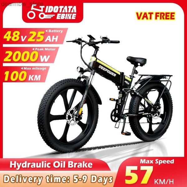 Bikes Idotata Ectric Bike 2000W 48V 25AH Mountain Ebike 26 Zoll Erwachsener Schnee Ectric Bike 7 Speed Cycling Bicyc 4.0 Fettreifen E Fahrrad L48