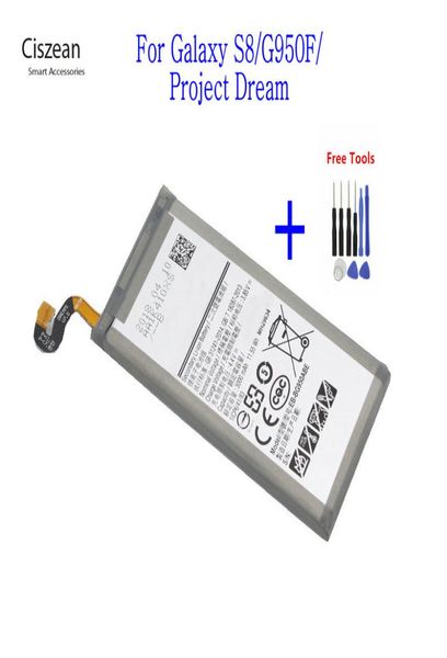 1x 3000MAH 385VDC EBBG950ABE Batteria di sostituzione per Samsung Galaxy S8 G950 G950F G950A G950T G955S G950P G950U Strumenti di riparazione K6183905