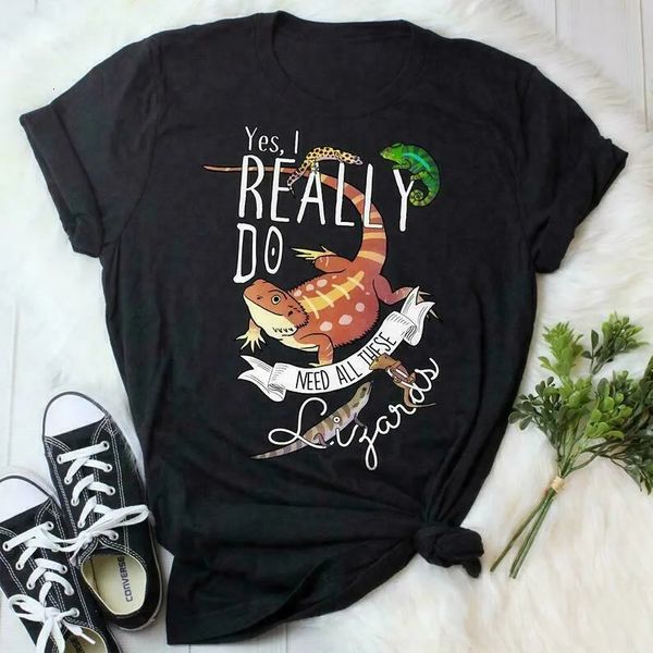 Funny Lizard Reptile Lover Gift Mens Tshirt Summer Algodão de manga curta Oneck unissex camiseta S3xl 240409