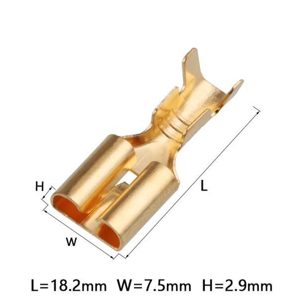 100pcs/200pcs H62 Brass Tonned 6,3mm Terminal Automotive Connector Automotivo Terminal feminino E6.3b