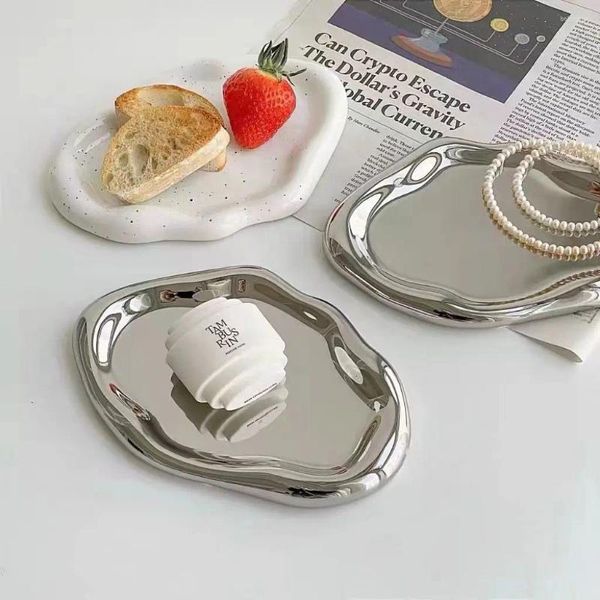 Декоративные фигурки северная серебряная керамическая тарелка Блюдо нерегулярное поднос