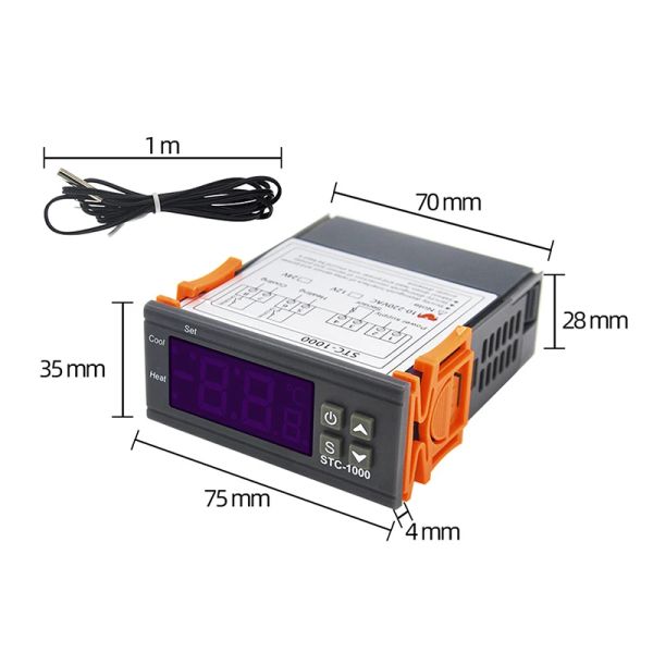 DC12V 24V AC110-220V STC-1000 Termostato digital LED para incubador Controlador de temperatura Termoregultulator Aquecimento de relé de resfriamento