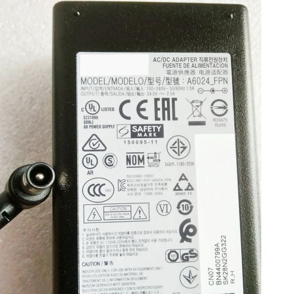 24V 2.5A 1.66A 60 Вт AC AD DC Adapter A6024_FPN DSM для Samsung HW-H750 Soundbar HW-K450 K550 K650 N450 HW-J550 Зарядное устройство питания зарядное устройство