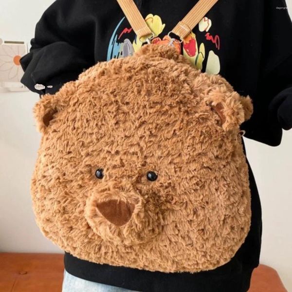 Bolsas de bolsas da escola Mulheres japonesas insera uma bolsa de peles de urso 2024 desenho animado girl girl backpack saco de ombro de senhora