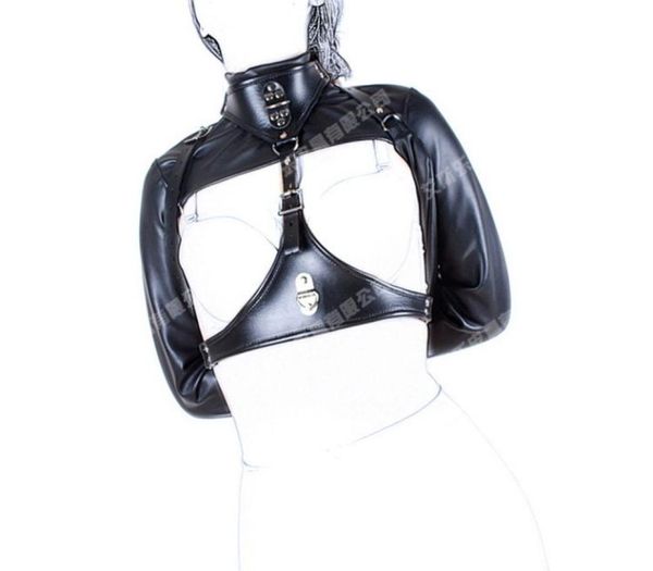 Новые BDSM Sex Products Sex Toys Bondage Black Sofe Leather Регулируемая болеро с проницательными рубашками платья2832821