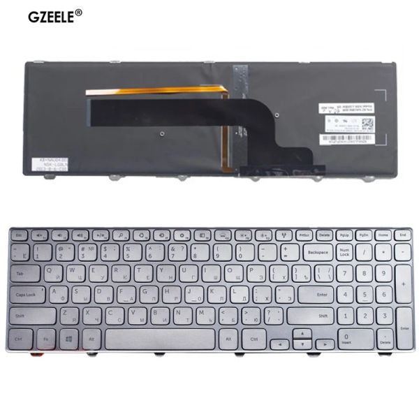 Teclados novos teclados de laptop Ru/EUA para Dell Inspiron 15 7537 7000 P36F 157000 Series with Backlight Silver
