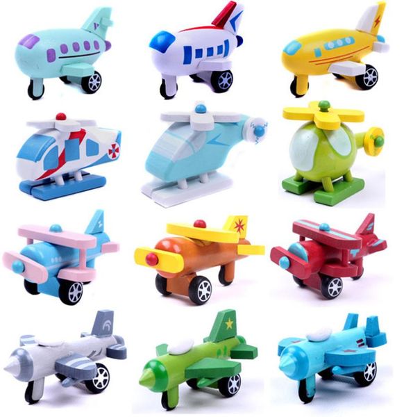 12 PCS Set Exportar Children Diecasts Diecasts Toys de avião de madeira 5cm Cartoon Modelo Modelo Veículo Mini Plano Baby Toys Informações Presente5420531