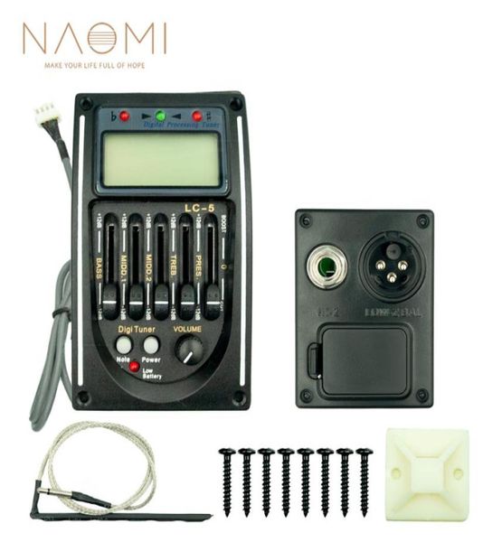 Naomi LC5 5 Bands Pickup Acoustic Guitar Pickup EQ Preamp LCD Tuner Piezo Pickup Funzione