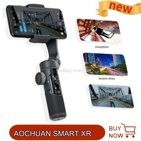 Gimbal dobrável 3 eixo de mão estabilizadora de cardan bastão selfie para smartphone iphone xs max x câmera de ação samsung aochuan smart xr