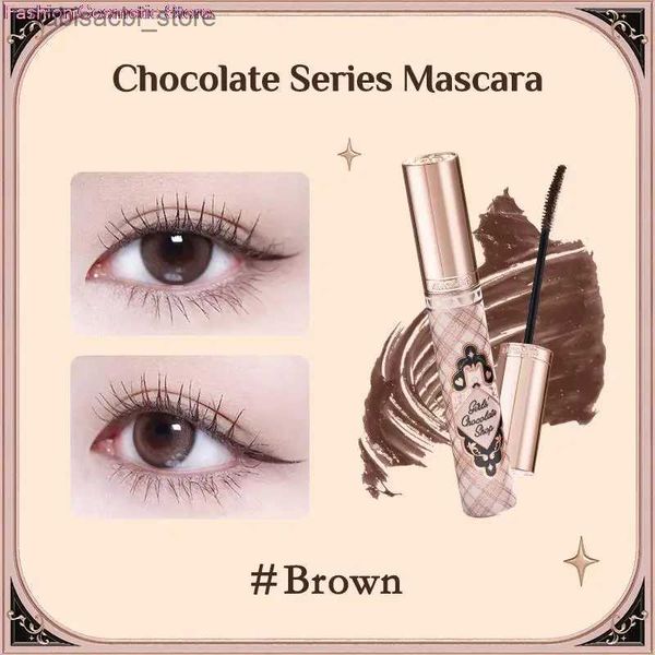 Mímel Flower Know Chocolate Series Eye Black Mascara 3,5ml Cylashash Alongamento rímel maquiagem à prova d'água Fibra marrom pequena cabeça de escova L49
