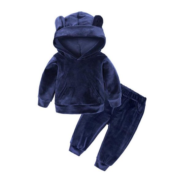 Roupa de menino para crianças garotas Roupa Kids Roupas de roupas Velvet Com capuz para bebês roupas infantis roupas de roupas esportivas configuradas