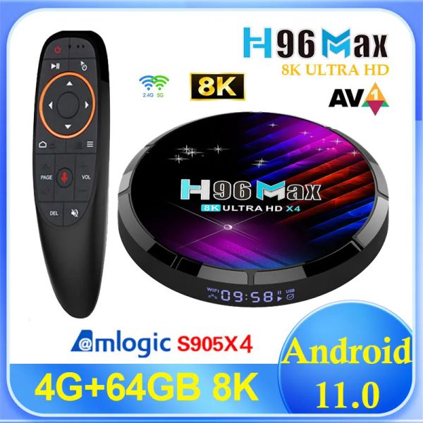 Box New H96 Max X4 Smart TV Box Android 11 4G 64G 32G 2.4 5G WiFi Amlogic S905X4 BT 4K 8K AV1 Set Top Box Media Player 2G16G TVBox
