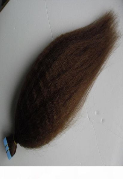 Klebeband in menschlichem Haarverlängerungen Italienisch grob Yaki 100G Kinky gerade europäische Haut Schuss Remy Haare Erweiterung 40G PAC5651125