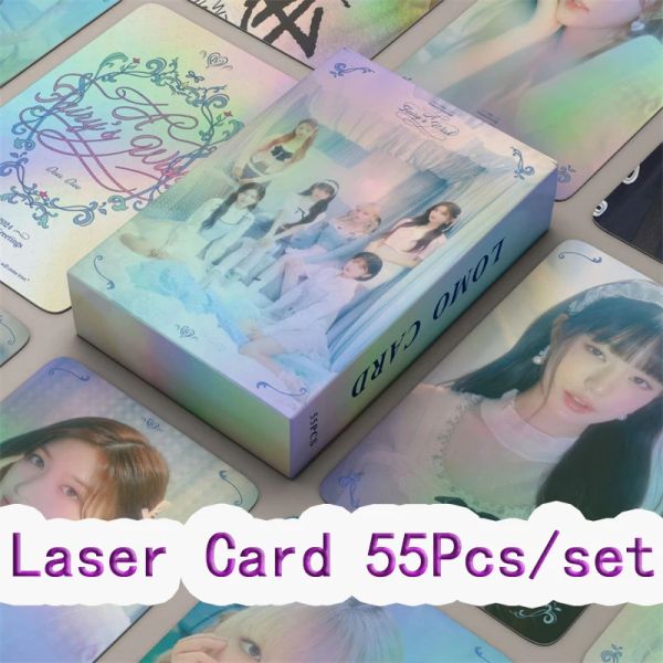 55pc Kpop Ive Laser Card Album 2024 Saison Grüße Lomo Card Rei Liz Leeseo Yujin Wonyoung Gaeul Glitter Postcard Photo Card
