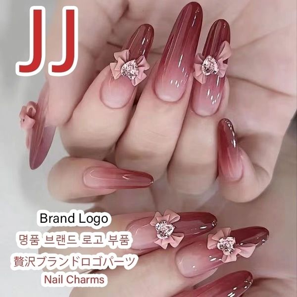 10pcsbag jjSeries Full Zircon Luxury Brand Design Nail Art Luxe Korea Supplies Japan Charms 240328