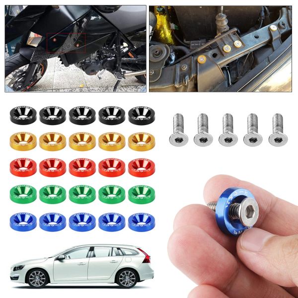 10pcs Accessoires Auto Nummernschild M6 Schrauben Befestigungsmittel Kotflügel Waschmaschine Stoßfänger Motor Konkave Universal Car Styling