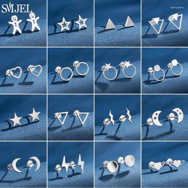Gestüt Ohrringe Korean Fashion 925 Silbernadel Geometrisch für Frauen Punk Star Triangle Heart Circle Ohrring Girls Party Schmuck Schmuck
