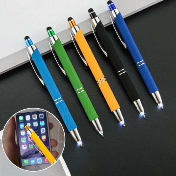 3 in 1 touch screen stilo ballpoint penna con luce a LED per studente scolastico che scrivono penne lettura notturna di cancelleria penna