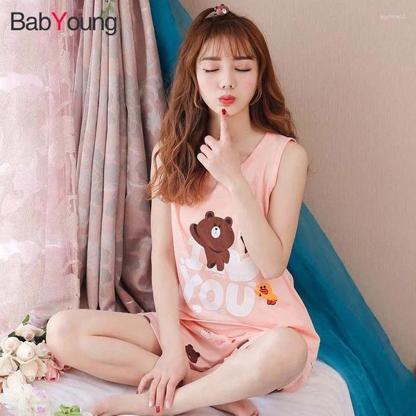 Домашняя одежда Babyoung Pajamas Женщины летний жилет рука