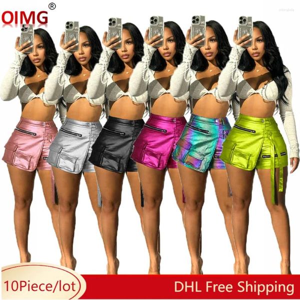 Frauen Shorts 10 Großhandel Summer Rock Frauen Vintage High Taille Dehne Y2K Reißverschluss Retro Short Hosen Tasche Streetwear 10830