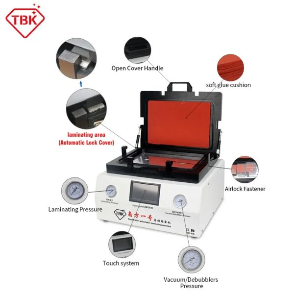 TBK-808 12 İnç LCD SCRECAK ON YENİLENEN OCA Vakum Laminasyon Machin Laminator Otomatik Kabarcık Çıkarma Makinesi