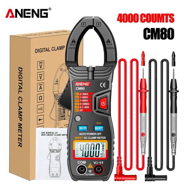 Aneng cm80 4000 conteggi smart digital morsetto misuratore cc/acrena di corrente di corrente di resistenza di tensione intervallo automatico tester ncv multimetro