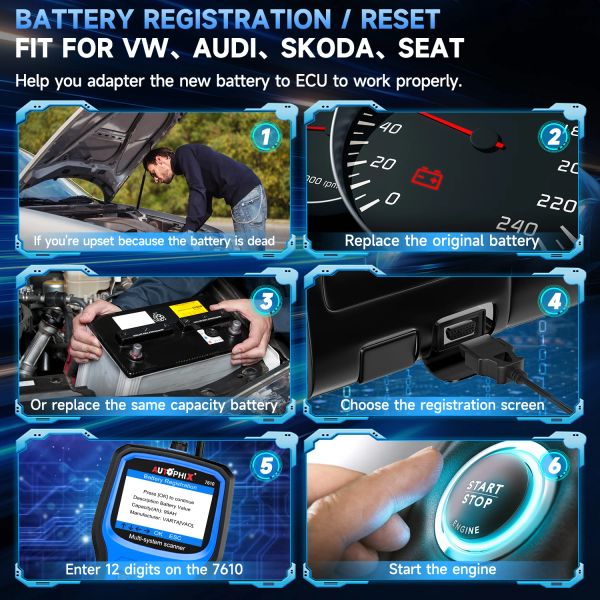 Autophix 7610 OBD2 -Scanner für VW All System EOBD Code Reader ABS SRS Öl EPB D.P.F TPMS RESET CAR Diagnose Tool für Audi