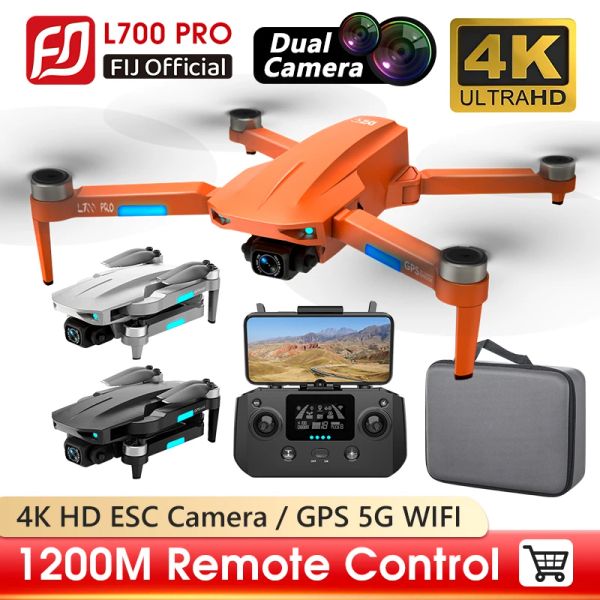 Шорты L700 Pro Drone 4K Professional HD Двойная камера безмолвного двигателя Dron GPS 5G Wi -Fi RC расстояние 1,2 км FPV Quadcopter против L900 Pro Se