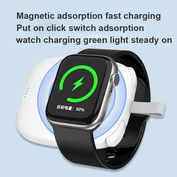 Chargers Mini Power Bank Wireless Charger para Apple Watch Uitra/8/7/6/5/4/3/2 Carregador PowerBanks para iPhone/Samsung