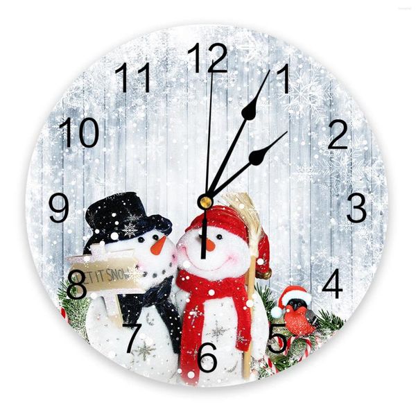 Настенные часы рождественские зимние снежинки снегоклано -снеговик