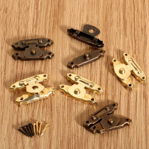 10pcs Antigo Bronze/Gold Hasp Latch Jewelry Box de madeira trava mini gabinete de fivela de fivela Decorativa Decorativa