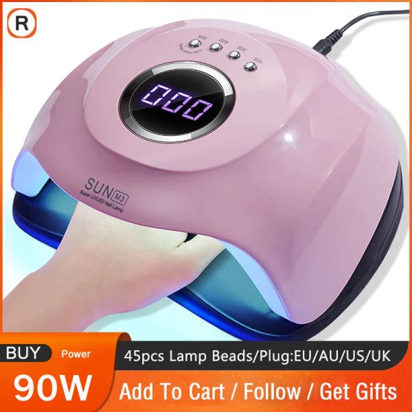 Lampada UV LED a LED BAMA 90W per chiodi di asciugatura lampada di ghiaccio vernice polacca per manicure unghia di asciugatura semipermanente e lampada gel dell'unghia del piede