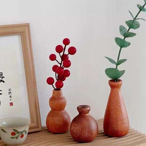 Minimalismo Vaso de madeira para plantas estilo japonês Vasos de flor de madeira Plants Declate Decoração de escritório em casa do vaso de flores